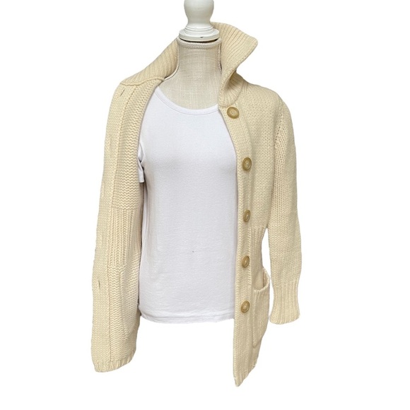 Gap Wool & Agora Blend Chunky Knit Minimalist Open Front Cardigan Size: M - Picture 2 of 10
